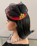 Gloria Fascinator Headband Hat for women- Red/ Black / Gold