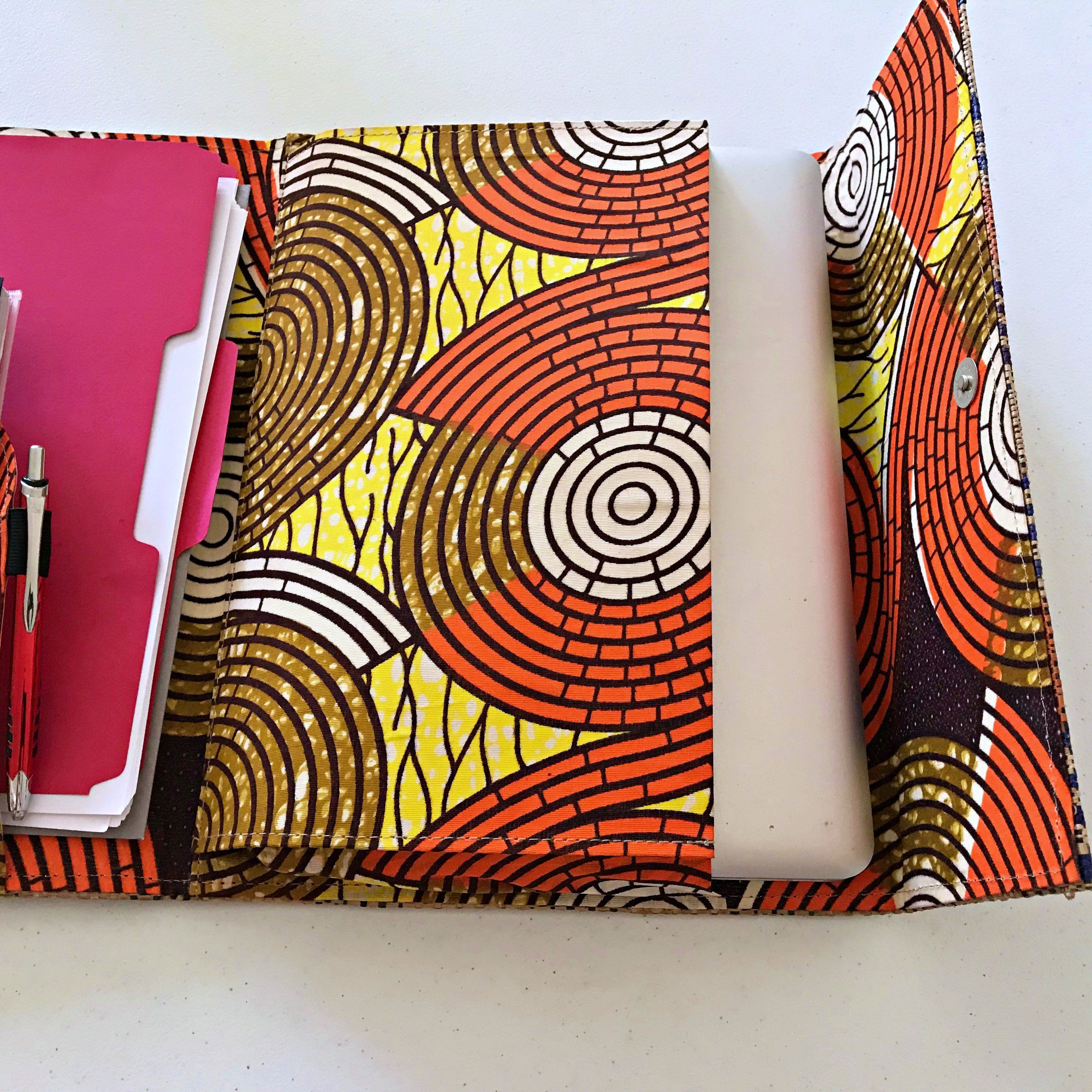 African Handmade Document Holder with Press Buttons Closure (Design/Color Varies)