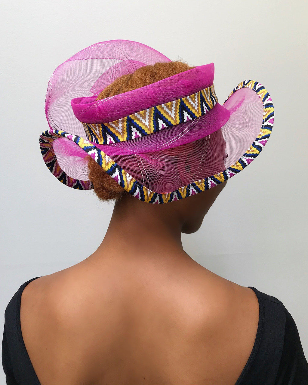 Makena African Print Church Hat - Pink