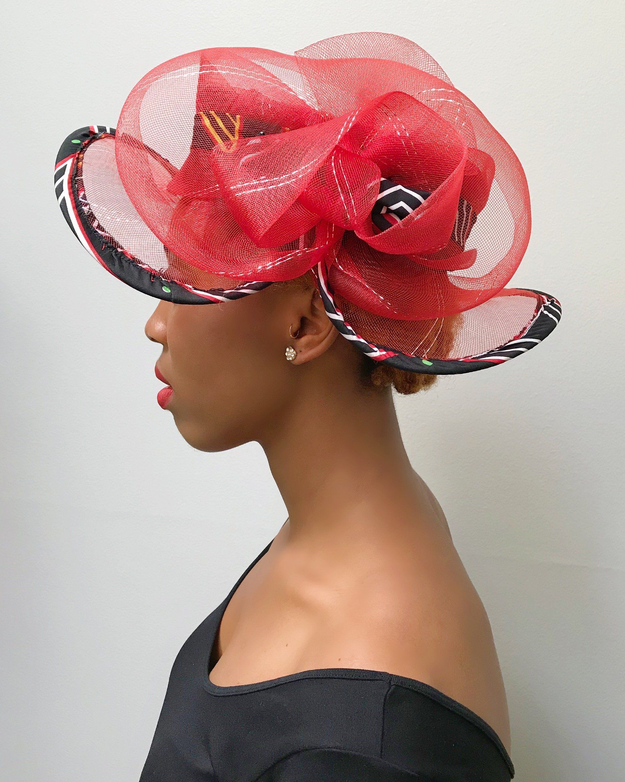 Toghu African Print Church Hat - Red