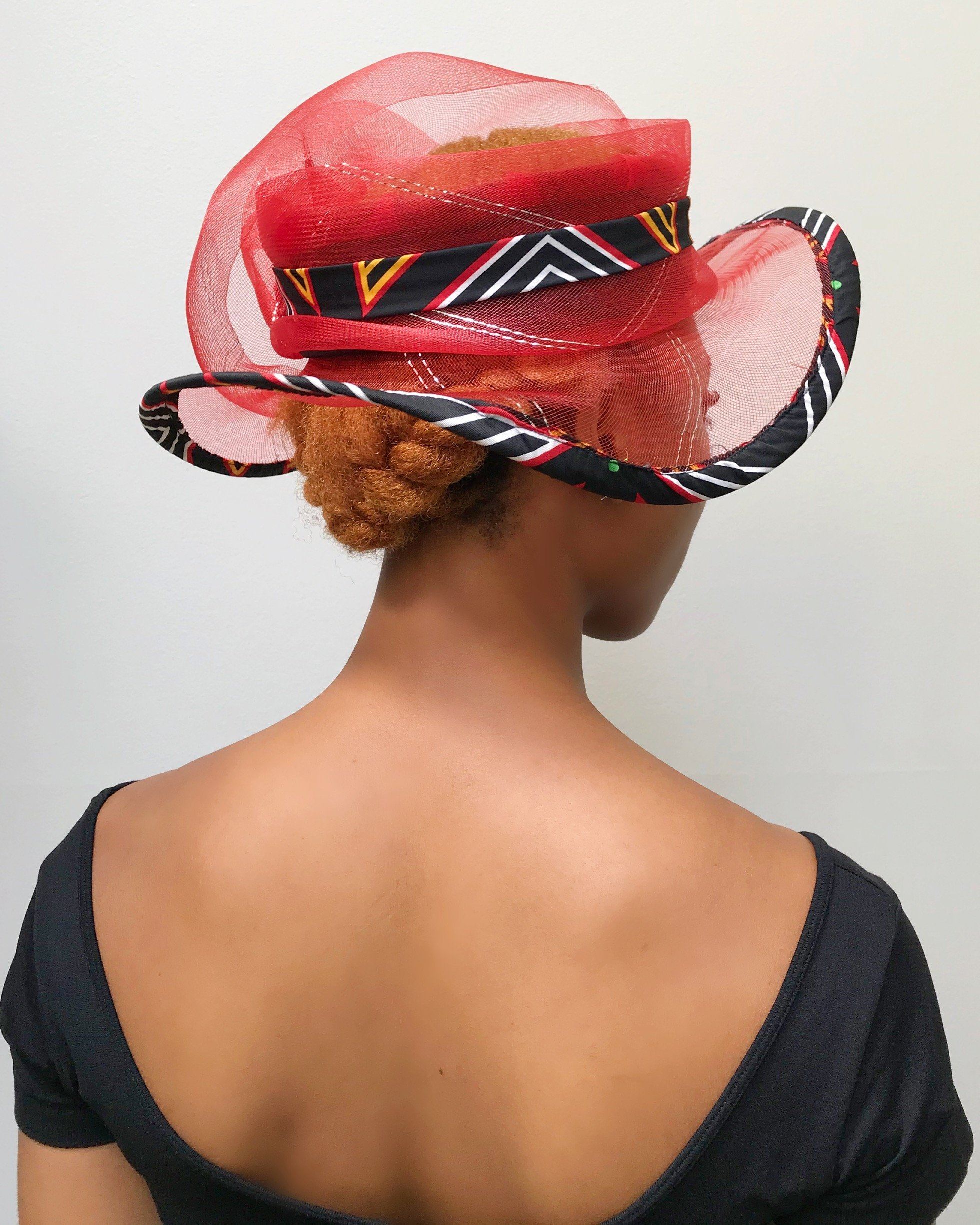 Toghu African Print Church Hat - Red