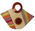 African Hand Woven Raffia Fibers Basket Bag with Wooden Handle