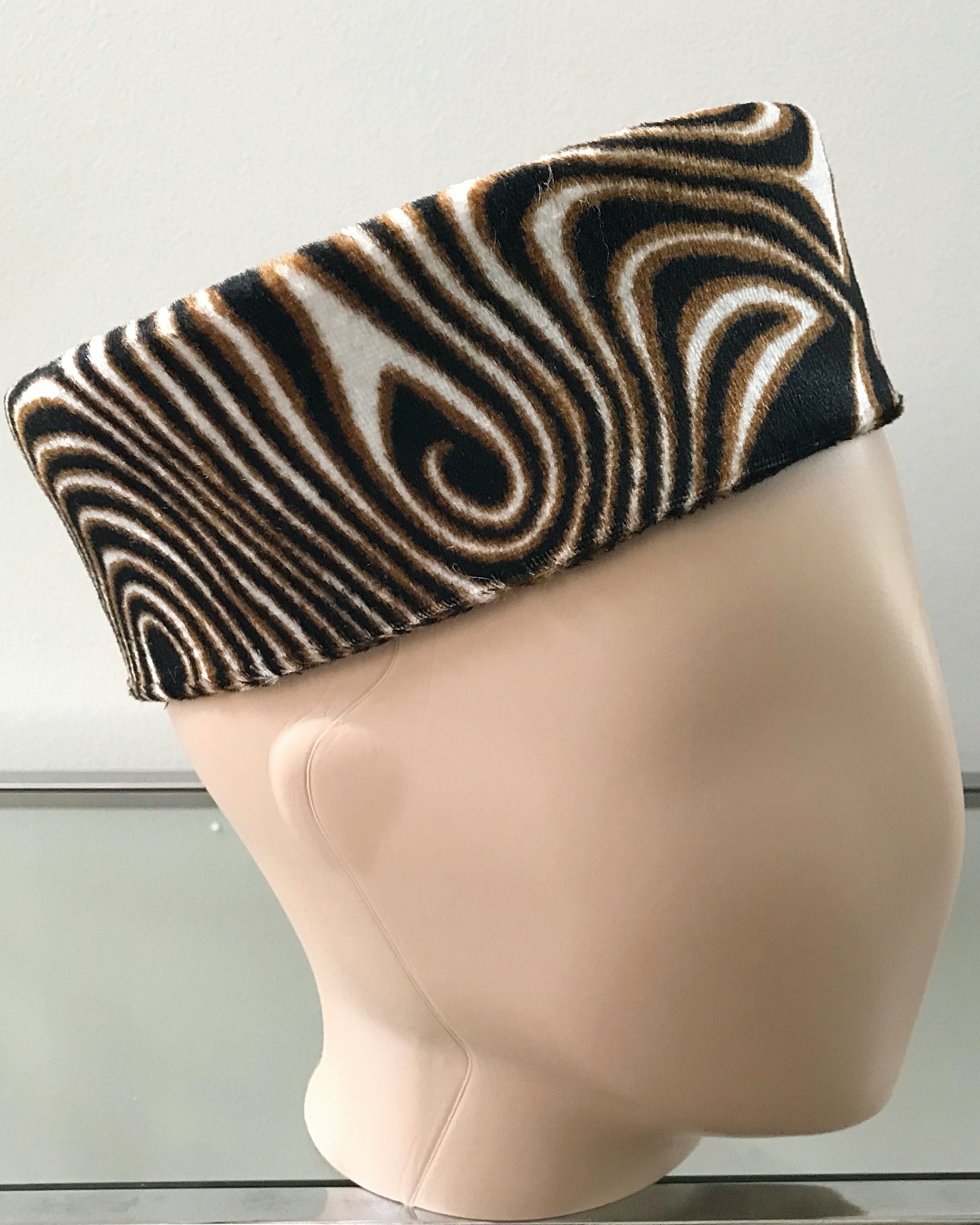 Brown & Silver Print African Kufi Hat for Men