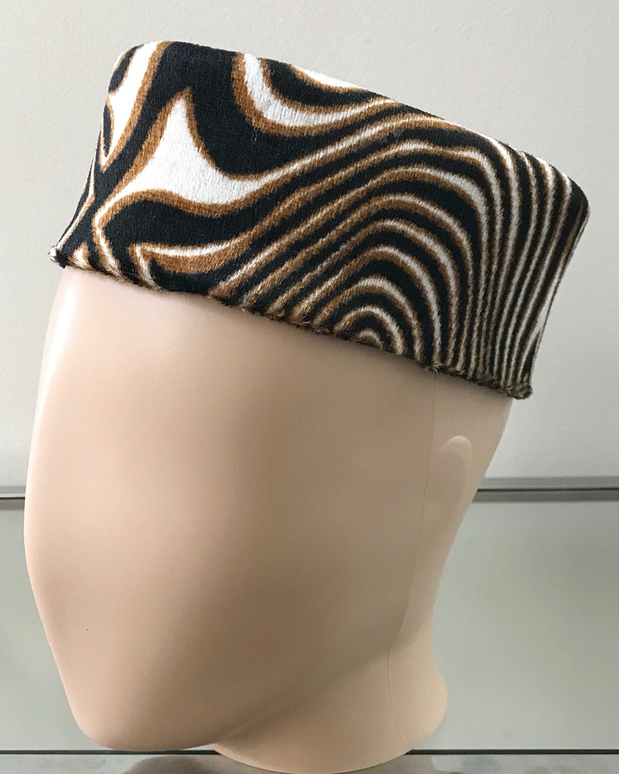 Brown & Silver Print African Kufi Hat for Men