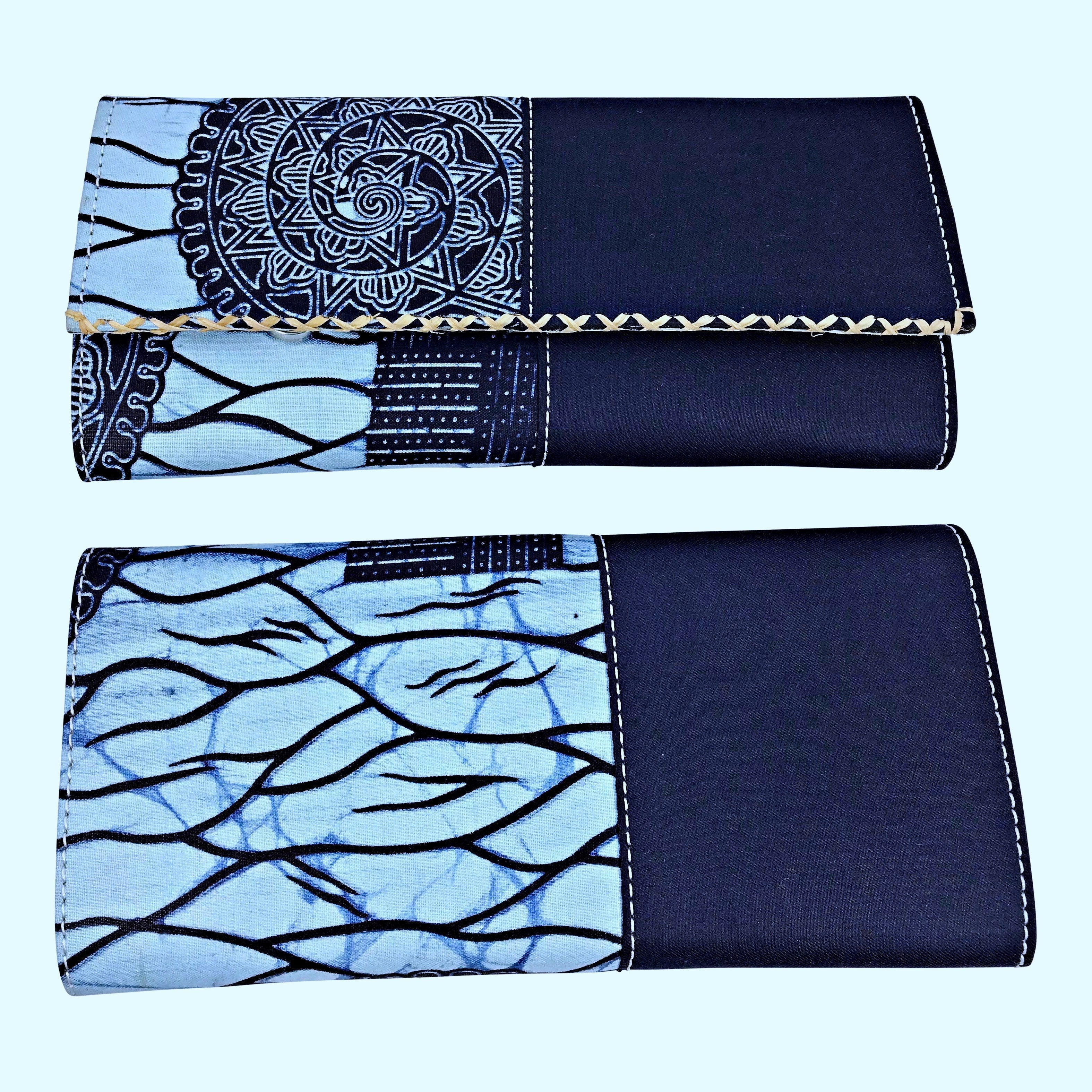 Akin African Print Purse Wallet - Blue