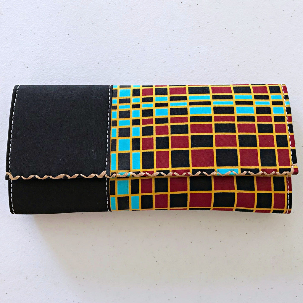 Hadja African Print Purse Wallet - Black / Red